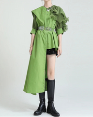 Avant-Garde Pleated Asymmetrical Blouse – Designer Couture