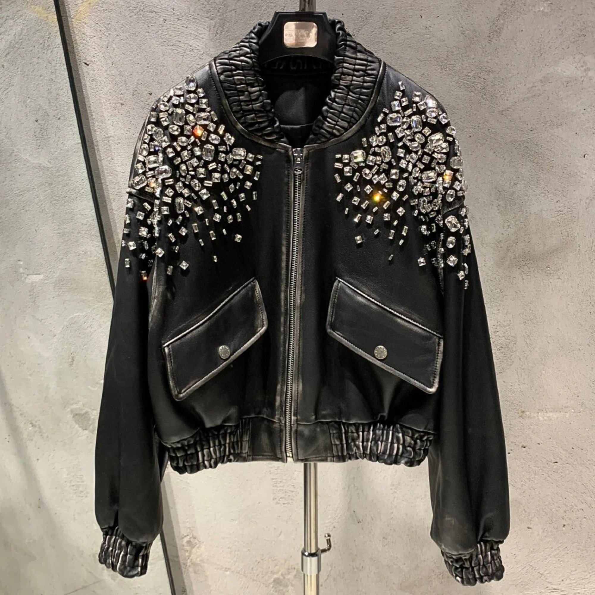 Black Luxe Vintage Black Shearling Leather Coat