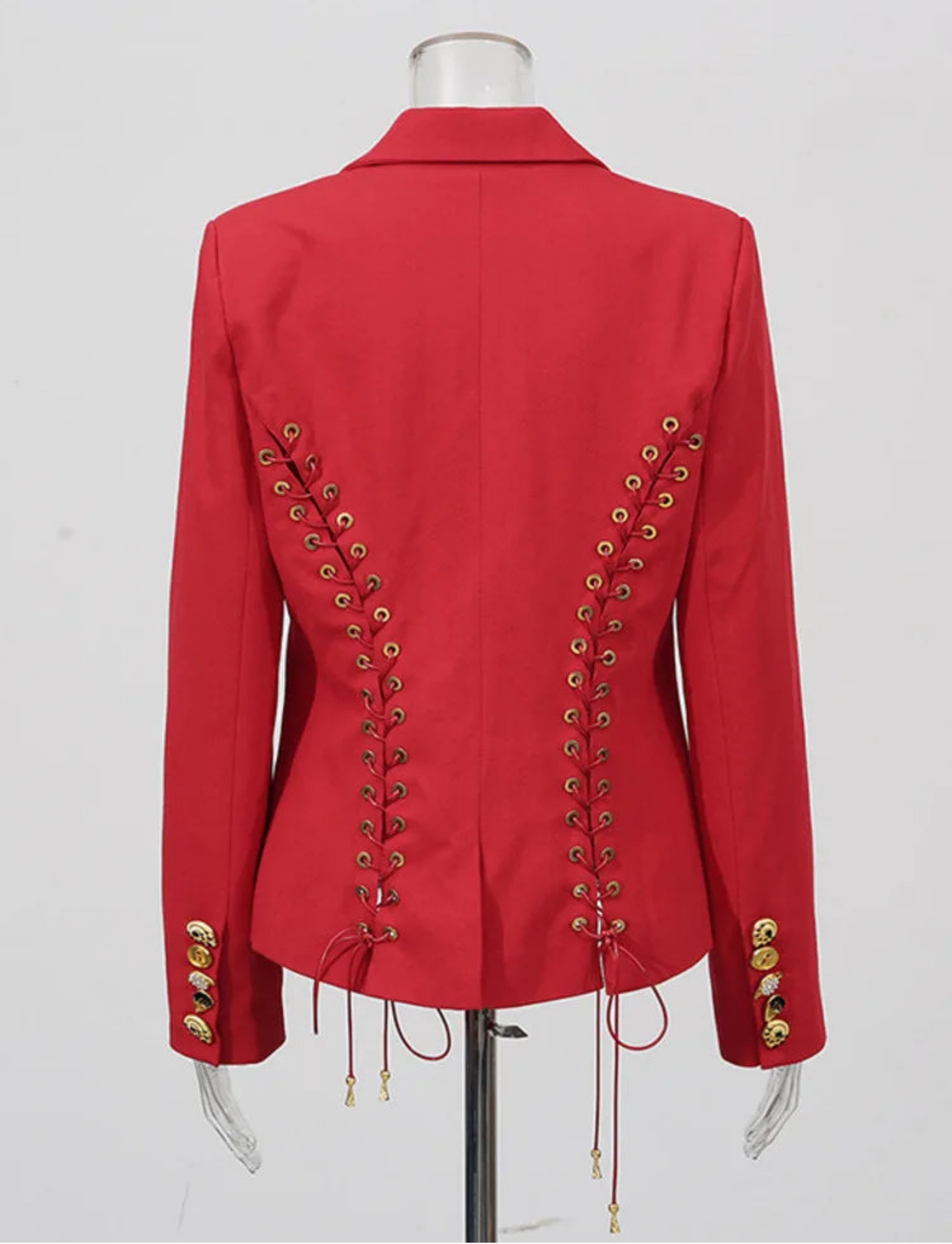 Bustier Back Laced-Up Luxury Blazer Jacket – Designer Waist-Length Statement Jacket – Work & Formal