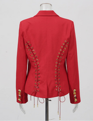Bustier Back Laced-Up Luxury Blazer Jacket – Designer Waist-Length Statement Jacket – Work & Formal