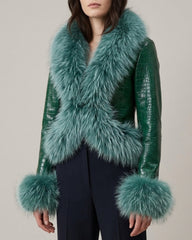 Custom Fox Fur Leather Crop Jacket