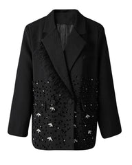 Couture Feather Beaded Designer Oversized Blazer Jacket