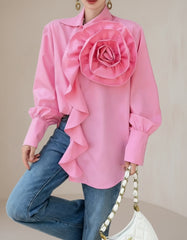 Couture Floral Appliqué Blouse