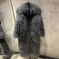 Couture Oversized 100% Real Fur Coat - Dark Gray