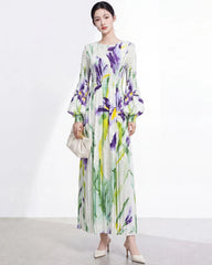 Couture Plisse Floral Midi Dress