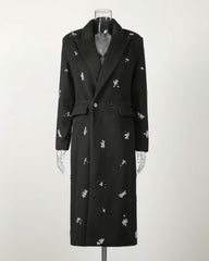 Crystal-Embellished Brushed Wool-Blend Coat