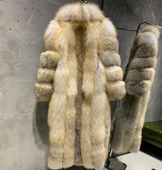 Golden Island Long Fox Fur Coat
