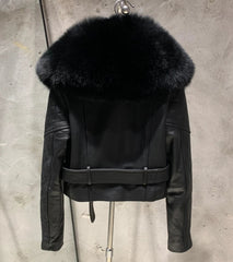 Luxury Cropped Leather & Fox Jacket