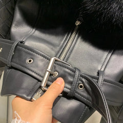 Luxury Cropped Leather & Fox Jacket
