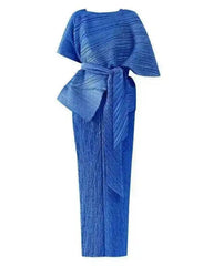 Pleated 2-Piece Cape Dress Set
