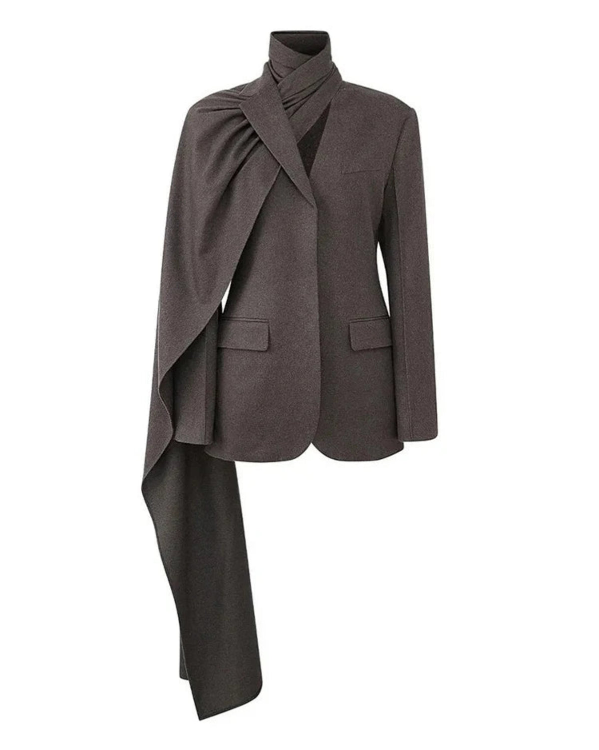 Designer Draped Blazer – Minimalist Tailored Silhouette