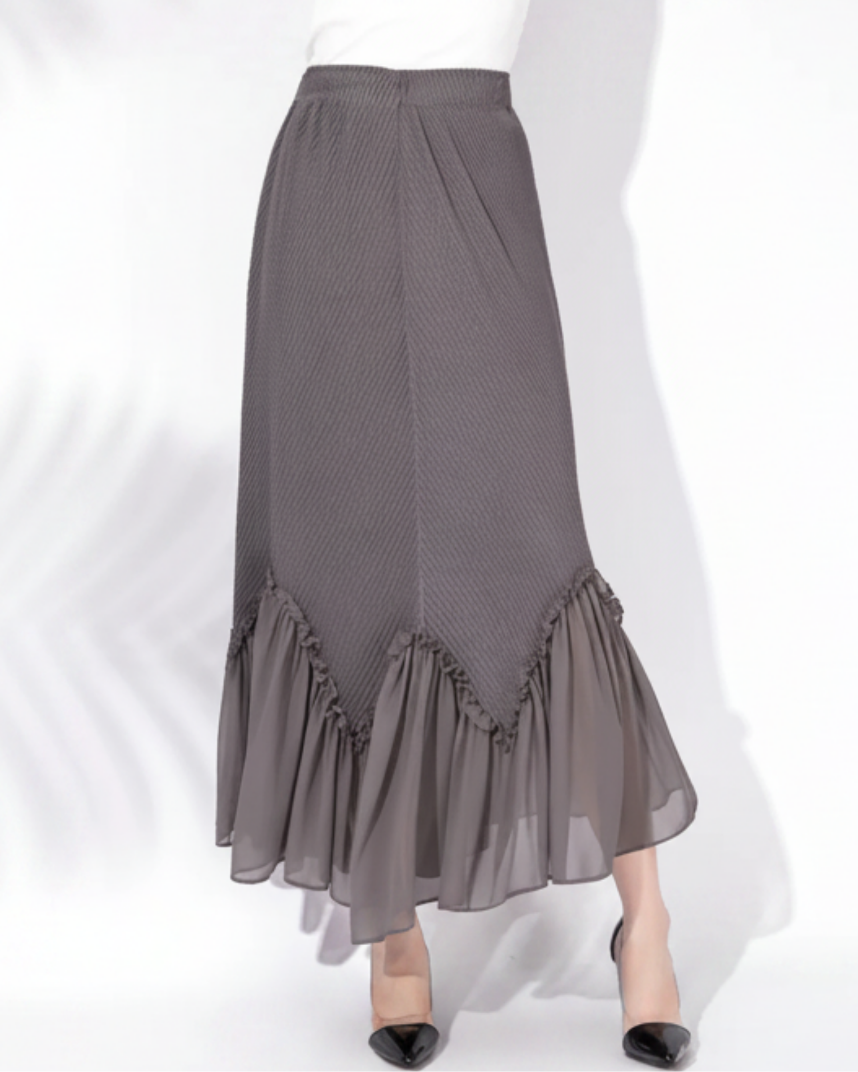 Designer High-Waist Flowing Plisse Pleats Skirt