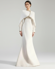 Designer High Neck Gown with Embellished Cape Overlay