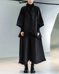 Designer Japanese Plissé Jacket and Pant Set – Luxury Pleated Two-Piece for Women