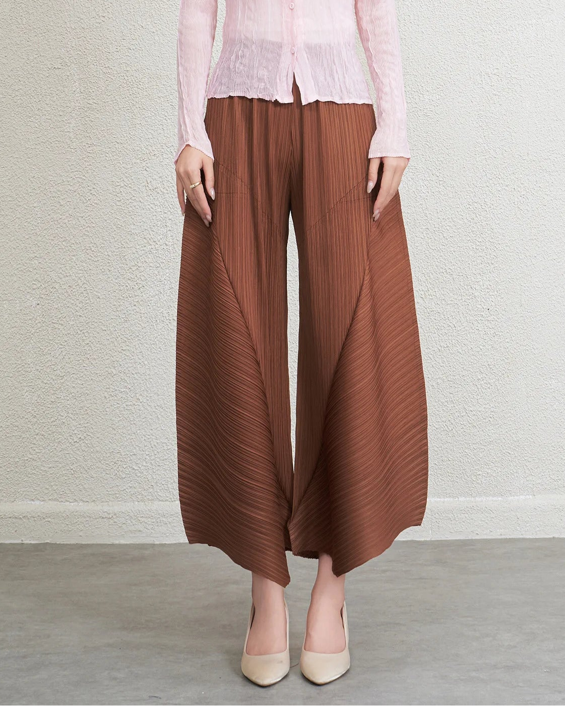 Designer Japanese Plissé Pleated Bottoms Trousers