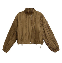 Designer Luxury Oversized Blouse – Ruffled High-Neck Long Sleeves