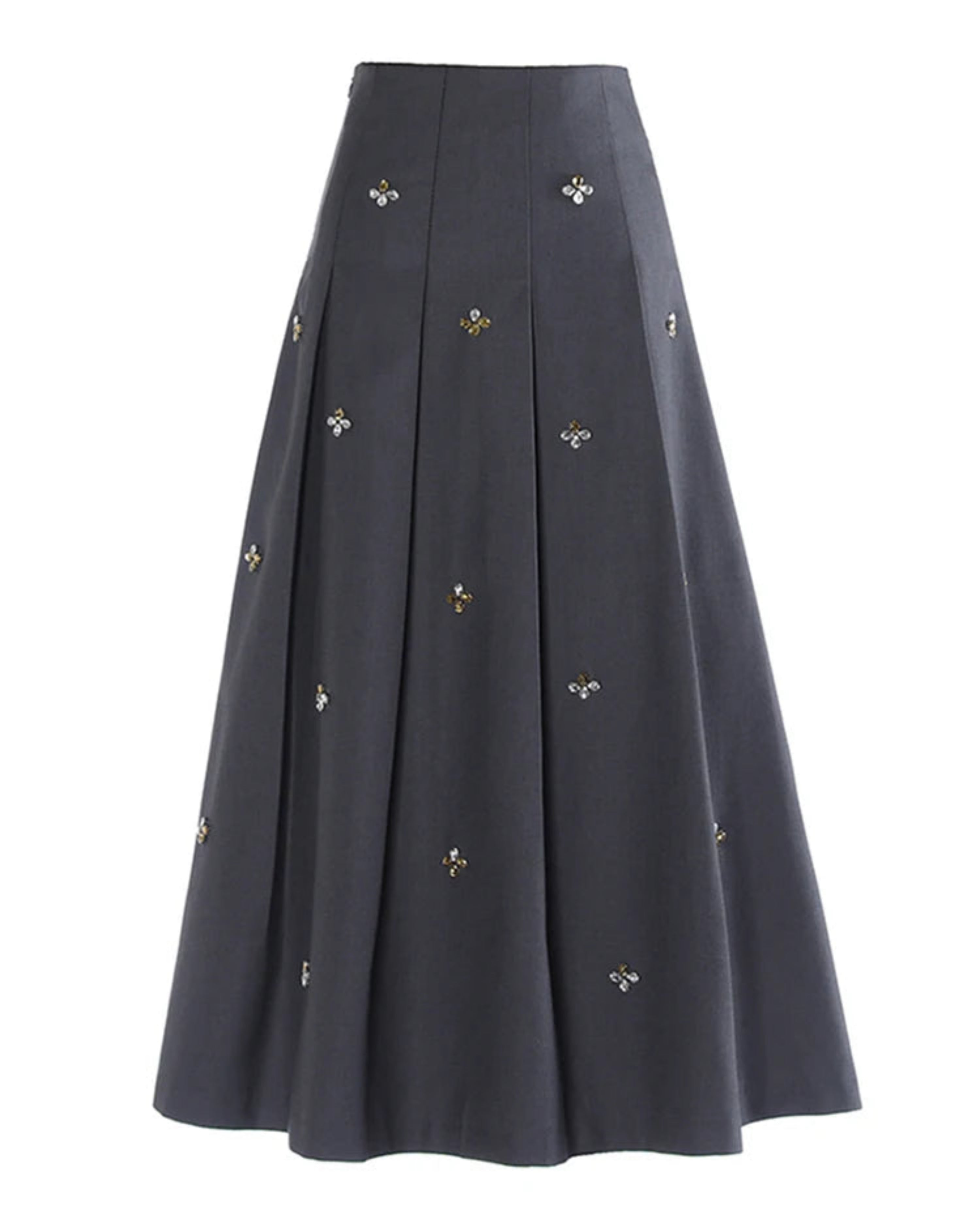 Designer Maxi Skirt – Luxury Crystal & Bead Detail
