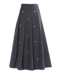 Designer Maxi Skirt – Luxury Crystal & Bead Detail
