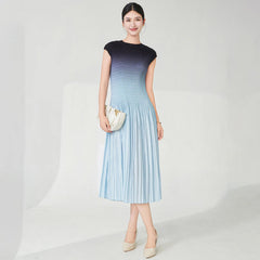 Designer Ombre Pleated Midi Dress – Evening & Gala Wear | HEYFANCYSTYLE