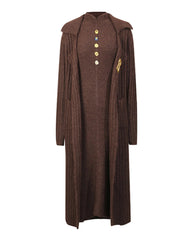 Designer Oversized Knit Ensemble – Luxury Midi Dress & Longline Cardigan