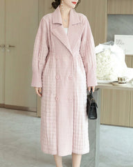 Designer Petite Plisse Padded Coat - Luxury Double-Breasted Trench