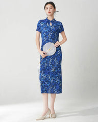 Pleated Keyhole Neckline Dress