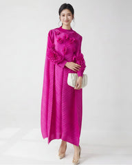 Luxe Pleated Dress with Sleeves