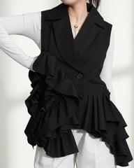 Designer Pleated Ruffle Vest – Statement Luxury Outerwear