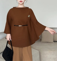 Designer Plissé Blouse Luxurious Formal Event Top