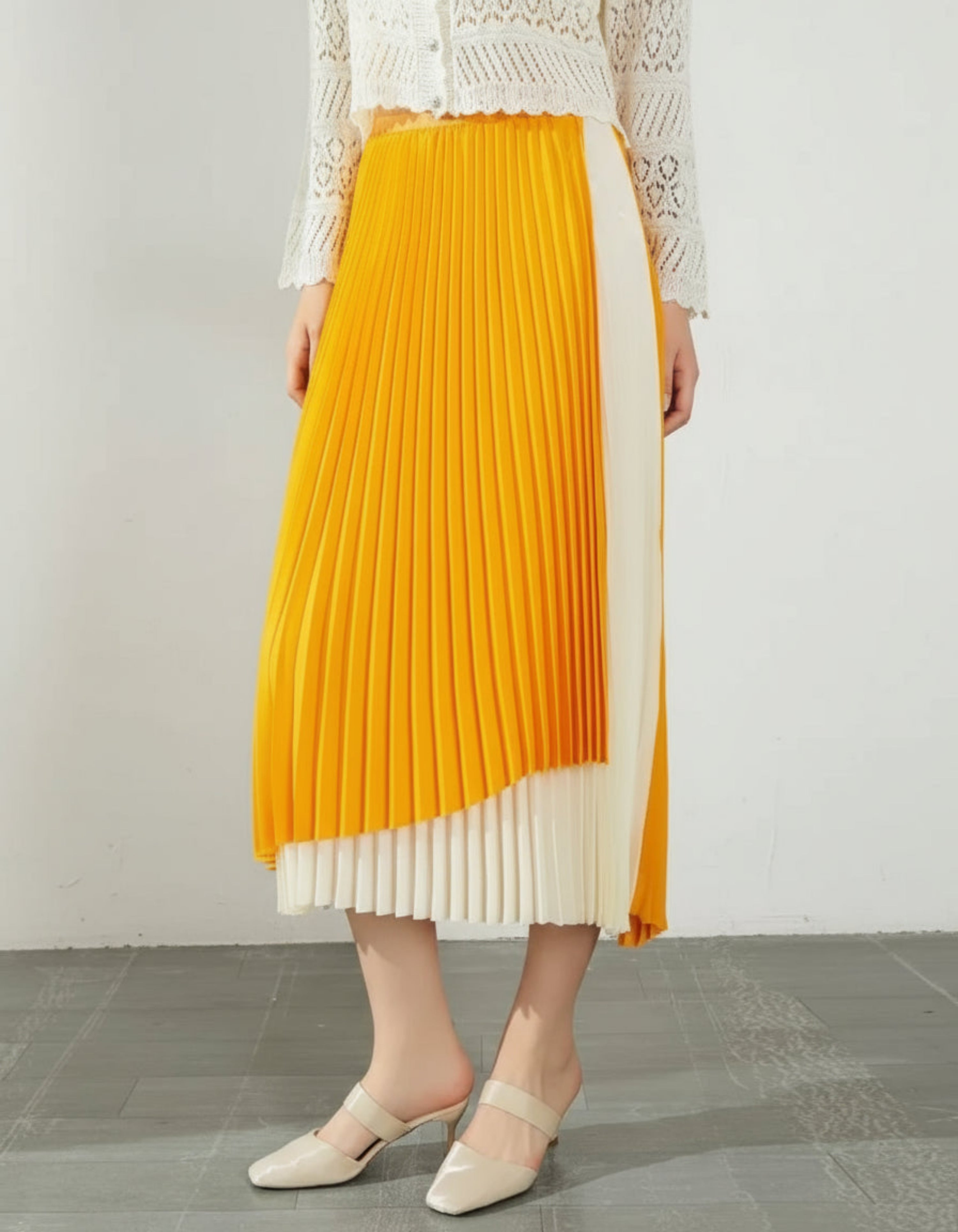 Designer Plissé Pleats Japanese Pleated Midi Skirt