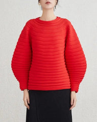 Designer Plissé Pleats Structural Balloon Sleeve Top