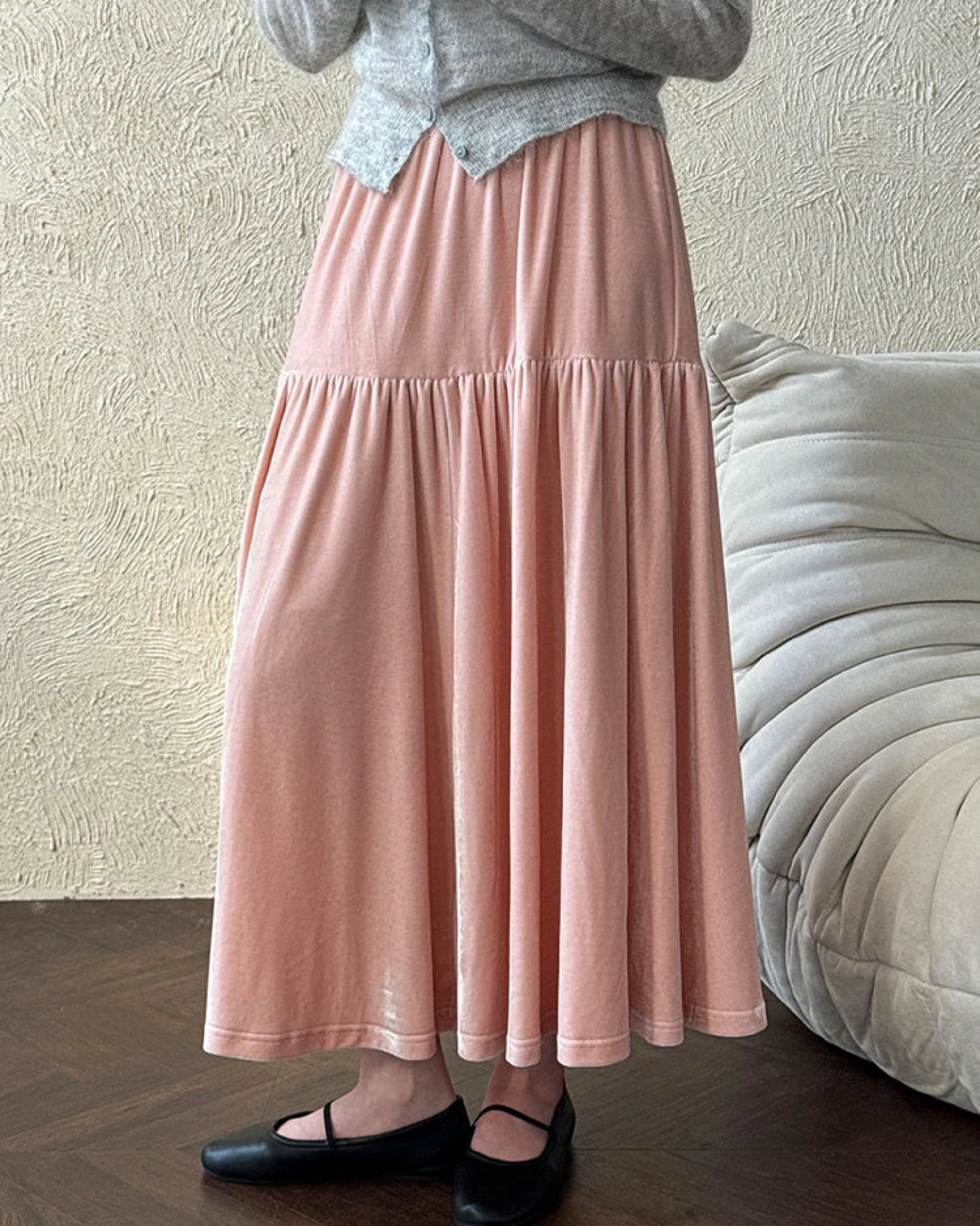 Designer Statement Velvet Midi Skirt