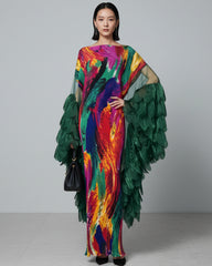 Designer Thick Japanese Plisse Maxi Dress - Luxury Heavyweight Pleats Kaftan Gown Petite Size