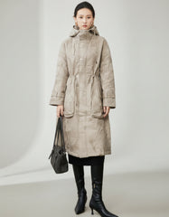 Designer Thick Pleats Plissé Quilted Coat Women’s