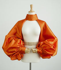 Designer Voluminous Sleeve Bolero – High-Neck Luxury Wrap