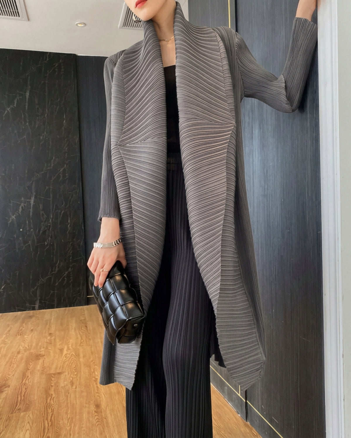 Elegant Pleated Evening Coat