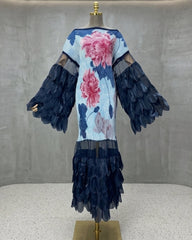 Elegant Plissé Organza Maxi Dress