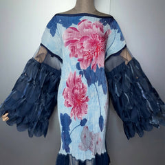 Elegant Plissé Organza Maxi Dress