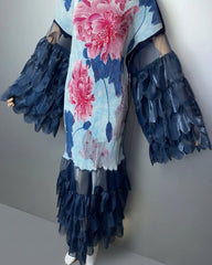 Elegant Plissé Organza Maxi Dress