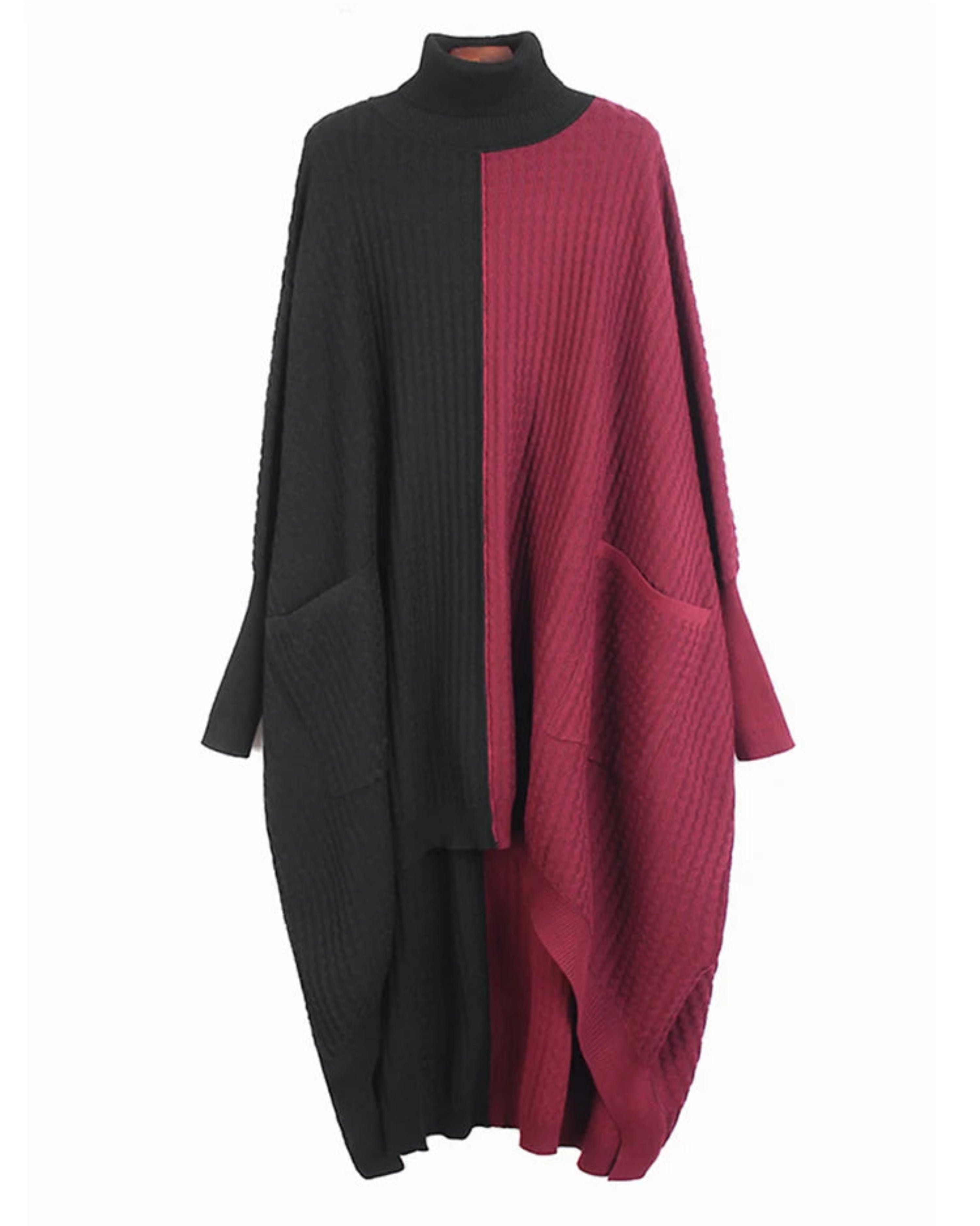 Elegant Avant-Garde Asymmetric High-Neck Tunic