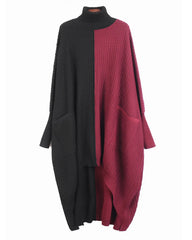 Elegant Avant-Garde Asymmetric High-Neck Tunic