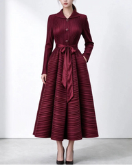 Elegant Button-Front Plissé Dress