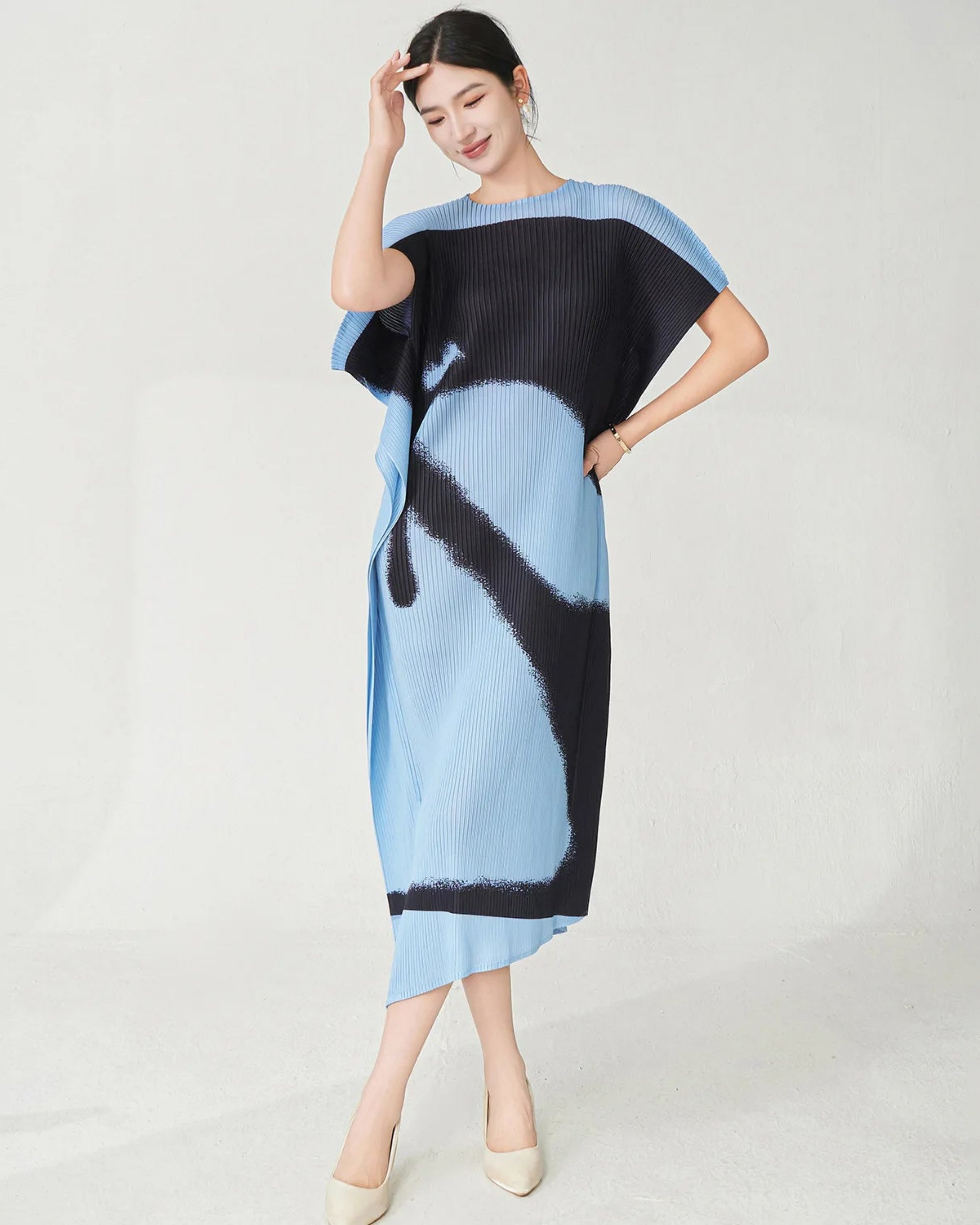 Elegant Kaftan Plisse Dress