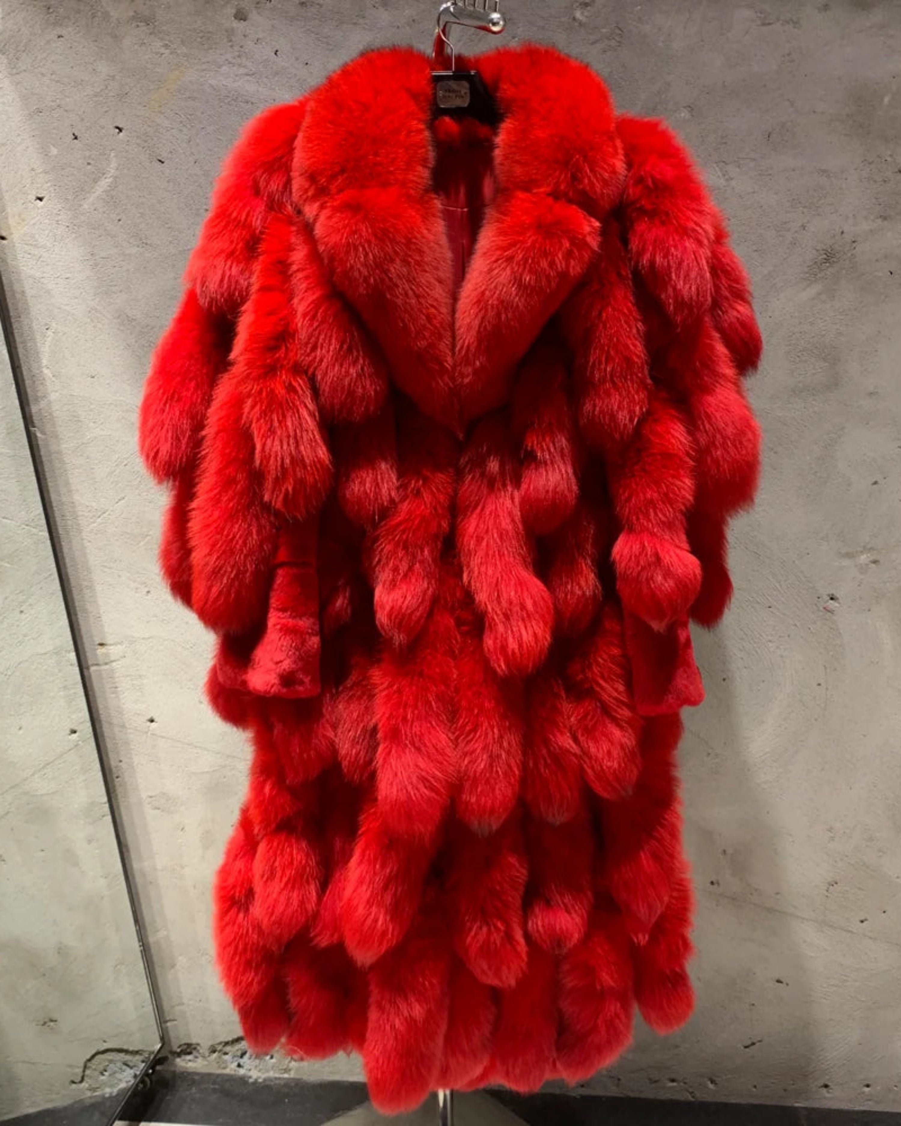 Exotic Fox Fur Tail Full-Length Coat | Limited Edition Couture