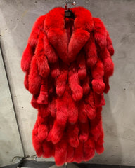 Exotic Fox Fur Tail Full-Length Coat | Limited Edition Couture