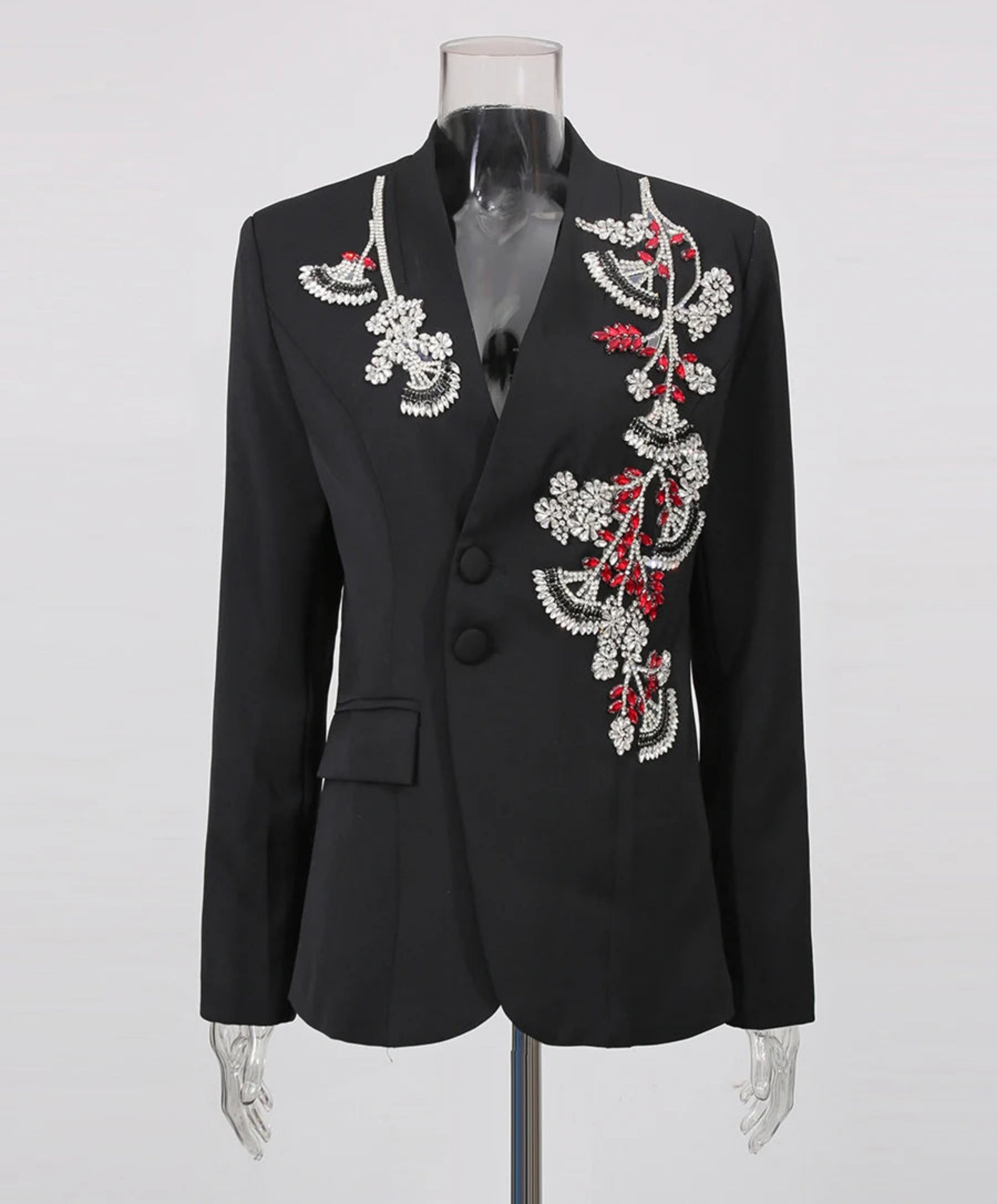 Exquisite Crystal & Beaded Single-Breasted Blazer