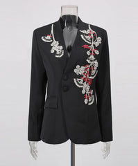 Exquisite Crystal & Beaded Single-Breasted Blazer