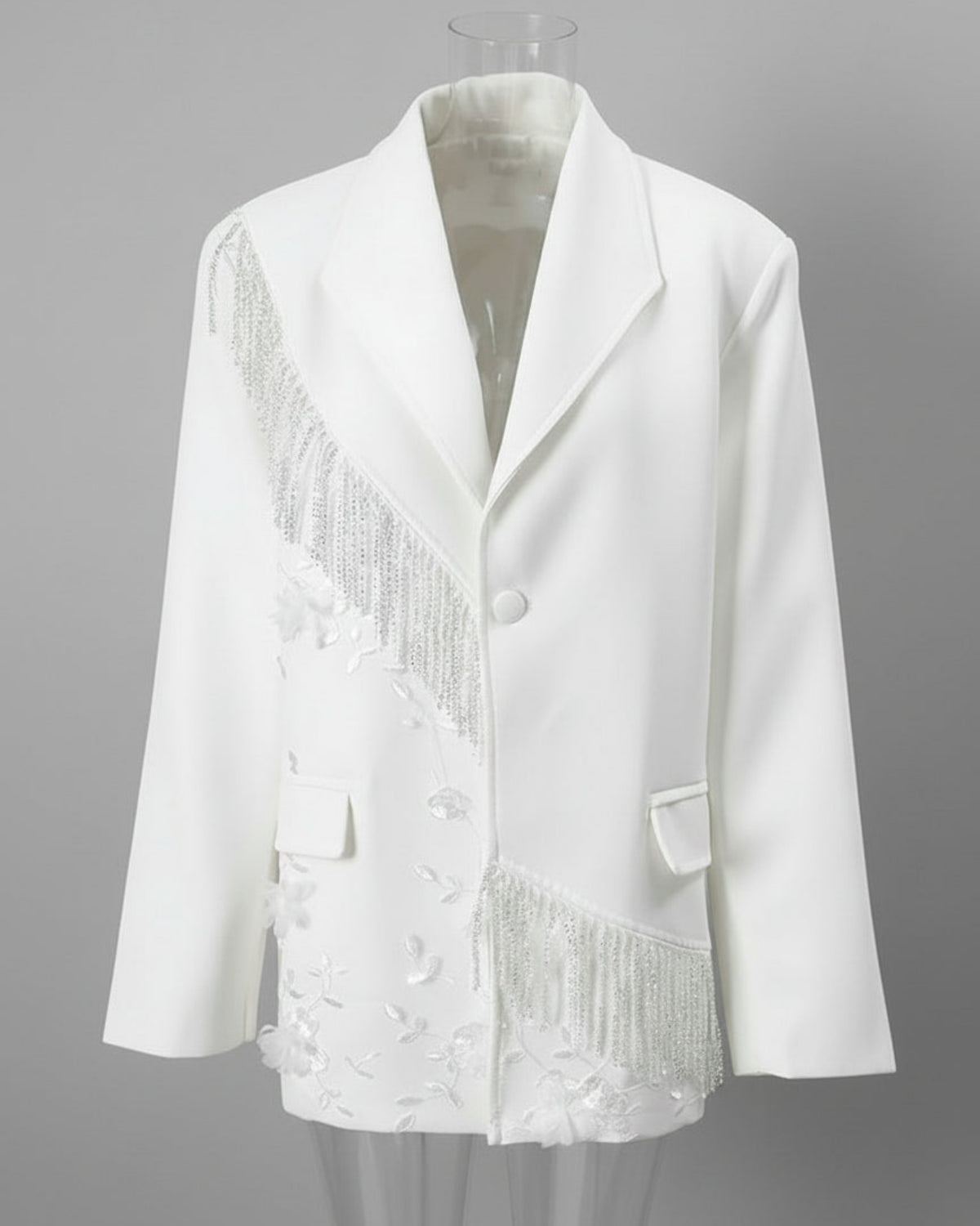 Floral Appliqué Beaded Oversized Blazer