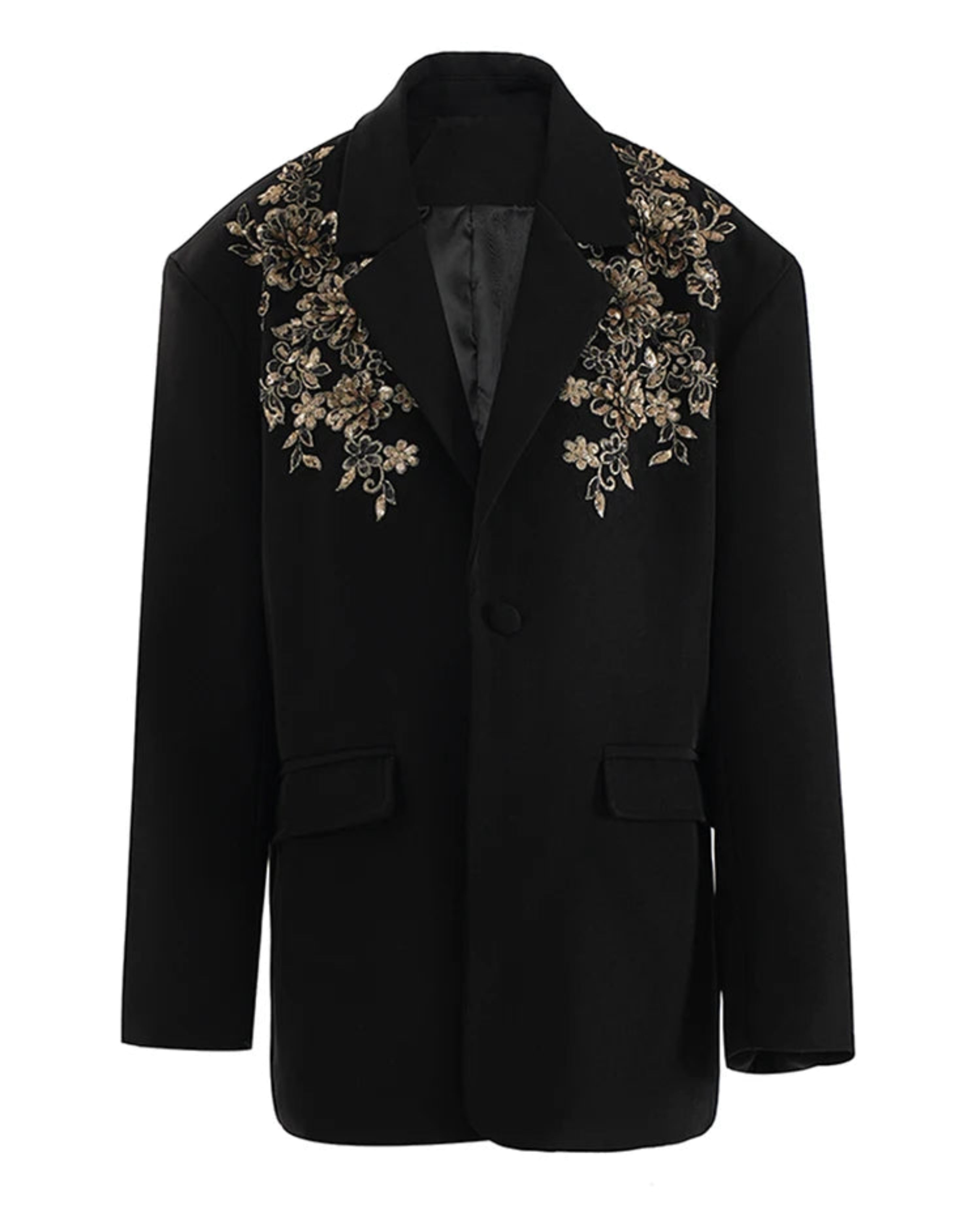 Floral Embroidered Sequin Blazer