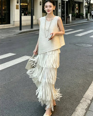 Fringe Pleated Two Piece Set